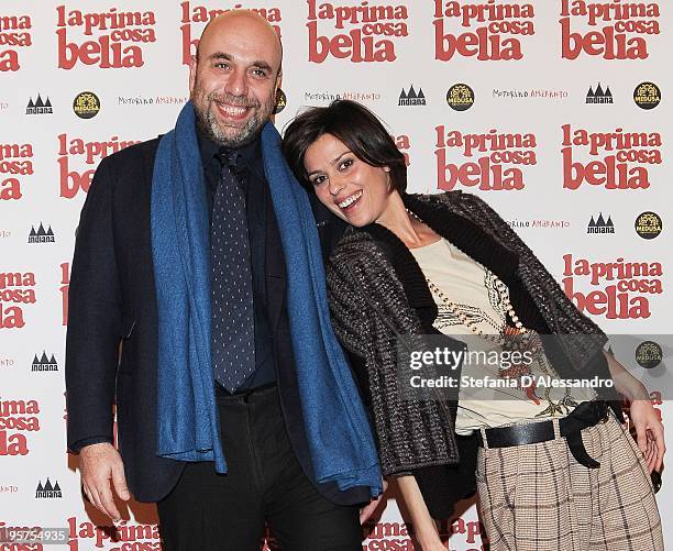 Paolo Virz and Claudia Pandolfi attend 'La Prima Cosa Bella' Premiere on January 13, 2010 in Milan, Italy.