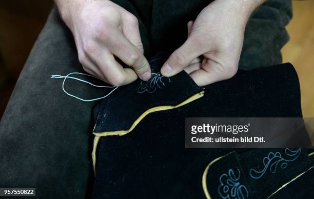 Feature leather trousers fabrication, Lenggries, Germany, March 6, 2014.