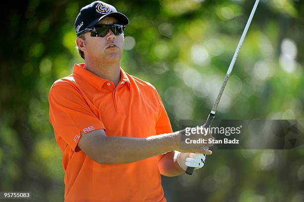 Bo Van Pelt hits a drive from the first tee box during the Pro-Am round for the Sony Open in Hawaii held at Waialae Country Club on January 13, 2010...