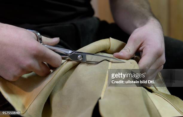 Feature leather trousers fabrication, Lenggries, Germany, March 6, 2014.