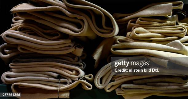 Feature leather trousers fabrication, Lenggries, Germany, March 6, 2014.