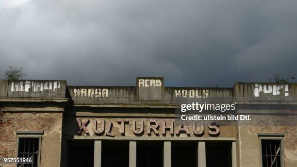 Zinnowitz, Usedom, Germany - frontage former forcing house, Kulturhaus, August 18, 2016.