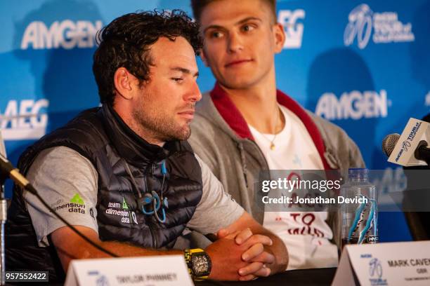 Mark Cavendish of Great Britain and riding for Team Dimension Data at the opening press conference of the Amgen Tour of California on May 11, 2018 in...