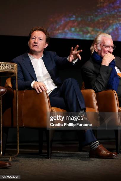 Simon Beaufoy speaks onstage during the For Your Consideration Event for FX's "Trust" at Saban Media Center on May 11, 2018 in North Hollywood,...