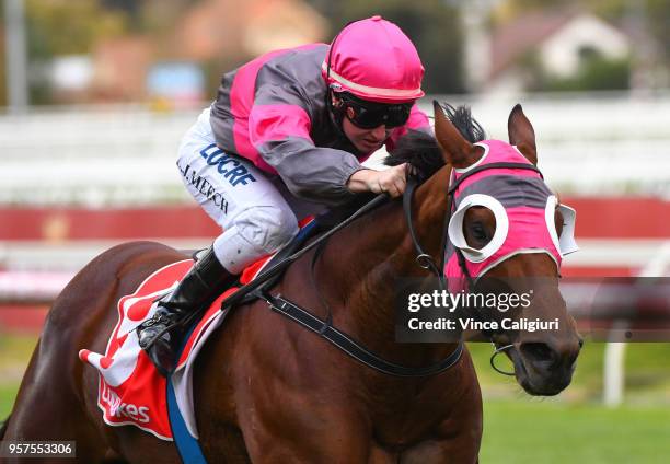 Linda Meech riding Inn Keeper wins Race 7, The Darren Gauci Handicap during Melbourne Racing at Caulfield Racecourse on May 12, 2018 in Melbourne,...