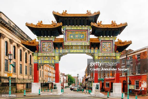 chinatown district in liverpool, england, uk - china town stock pictures, royalty-free photos & images