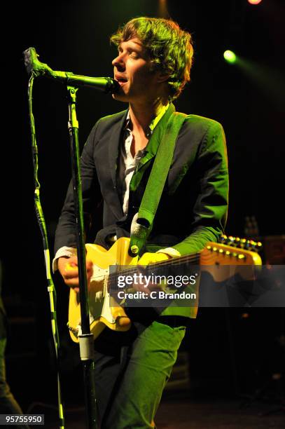 Damian Kulash of OK Go performs on stage at Shepherds Bush Empire on January 13, 2010 in London, England.