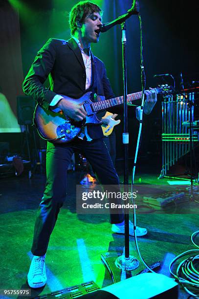 Damian Kulash of OK Go performs on stage at Shepherds Bush Empire on January 13, 2010 in London, England.