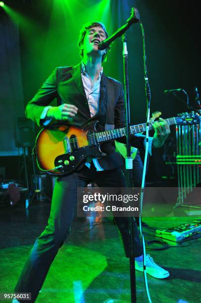 Damian Kulash of OK Go performs on stage at Shepherds Bush Empire on January 13, 2010 in London, England.