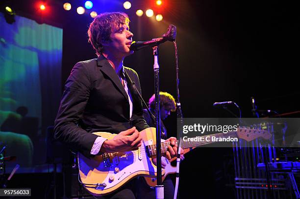 Damian Kulash of OK Go performs on stage at Shepherds Bush Empire on January 13, 2010 in London, England.