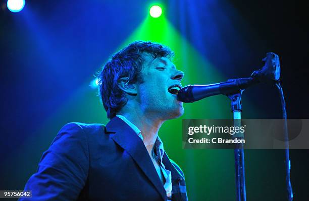 Damian Kulash of OK Go performs on stage at Shepherds Bush Empire on January 13, 2010 in London, England.