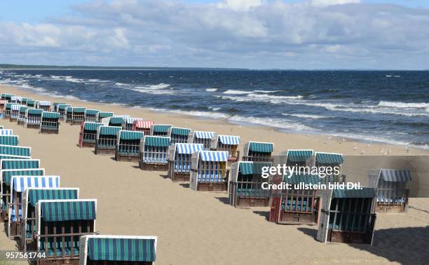 Zinnowitz, Usedom, Germany - coast, beach chair, August 18, 2016.