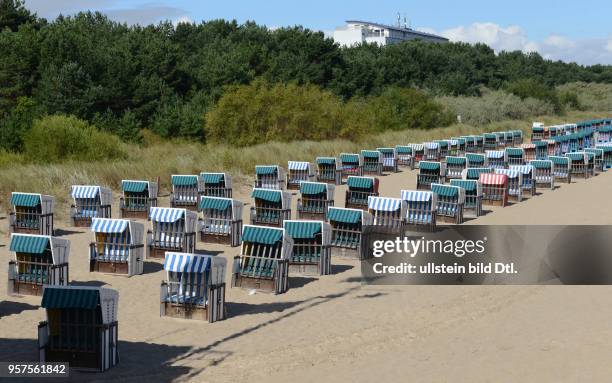 Zinnowitz, Usedom, Germany - coast, beach chair, August 18, 2016.