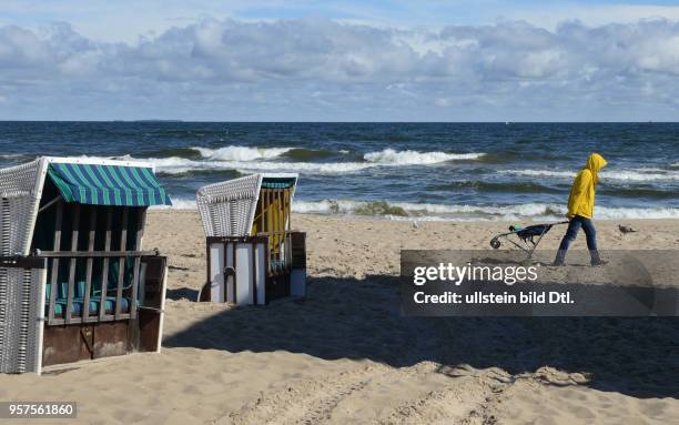 Zinnowitz, Usedom, Germany - coast, beach chair, August 18, 2016.