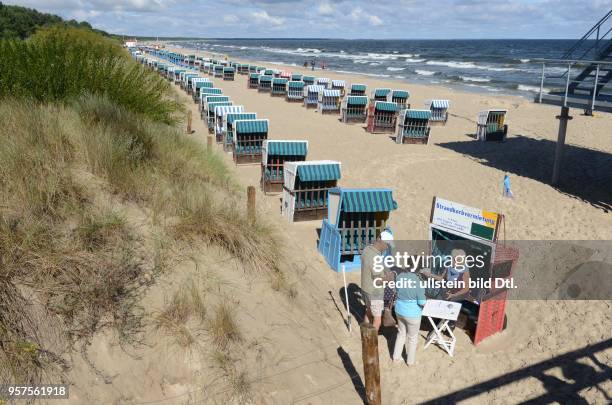 Zinnowitz, Usedom, Germany - coast, beach chair, August 18, 2016.