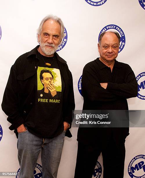 Tommy Chong and Cheech Marin pose on the red carpet during the Marijuana Policy Project's 15th Anniversary Gala to celebrate ''15 States in 15...