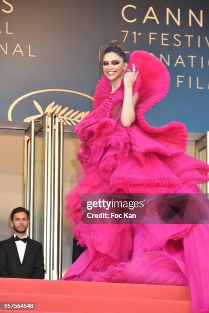 Deepika Padukone attends the screening of "Ash Is The Purest White " during the 71st annual Cannes Film Festival at Palais des Festivals on May 11,...