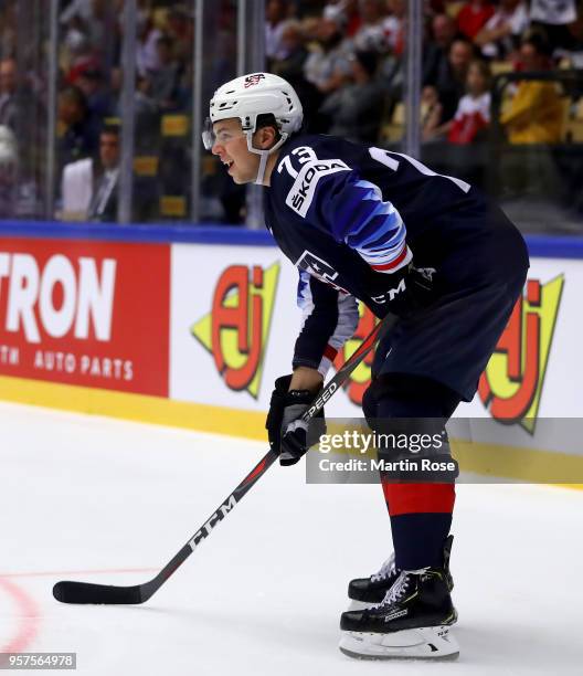 Charlie McAvoy of United States skates against Korea during the 2018 IIHF Ice Hockey World Championship group stage game between United States and...