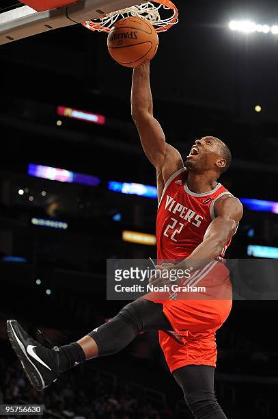 Joey Dorsey of the Rio Grande Valley Vipers dunks against the Los Angeles D-Fenders during the D-League game on January 3, 2010 at Staples Center in...