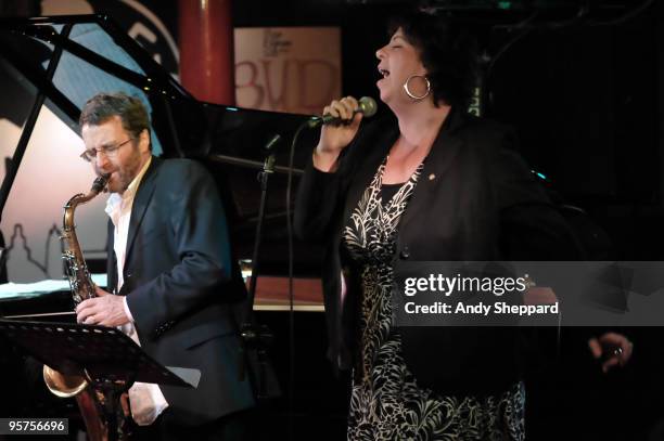 Tim Whitehead and Liane Carroll perform on stage at Pizza Express Jazz Club, Soho on January 13, 2010 in London, England.