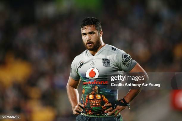 Peta Hiku of the Warriors looks on during the round 10 NRL match between the New Zealand Warriors and the Sydney Roosters at Mt Smart Stadium on May...