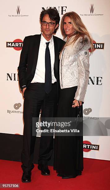 Giulio Base and Tiziana Rocca attend the Rome Premiere Party of 'NINE' co-hosted by Martini, at the Martini Terrazza on January 13, 2010 in Rome,...