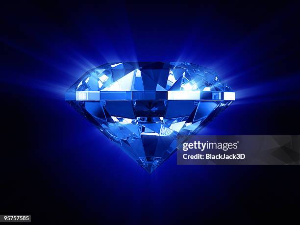 beautiful glowing blue diamond - black gemstone stock pictures, royalty-free photos & images