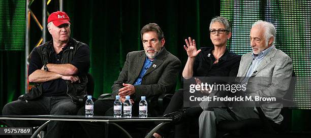 Filmmaker Bill Benenson, Andy Lipkis, founder and president of Tree People, actress/narrator Jamie Lee Curtis and filmmaker Gene Rosow of the film...