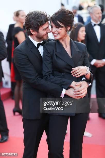 Croation model Robert Konjic and Romanian model Catrinel Menghia attend the screening of 'Ash Is Purest White' during the 71st annual Cannes Film...