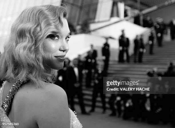 French actress and member of the Feature Film Jury Lea Seydoux arrives on May 8, 2018 for the screening of the film "Todos Lo Saben " and the opening...