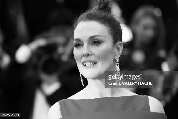 Actress Julianne Moore poses as she arrives on May 8, 2018 for the screening of the film "Todos Lo Saben " and the opening ceremony of the 71st...