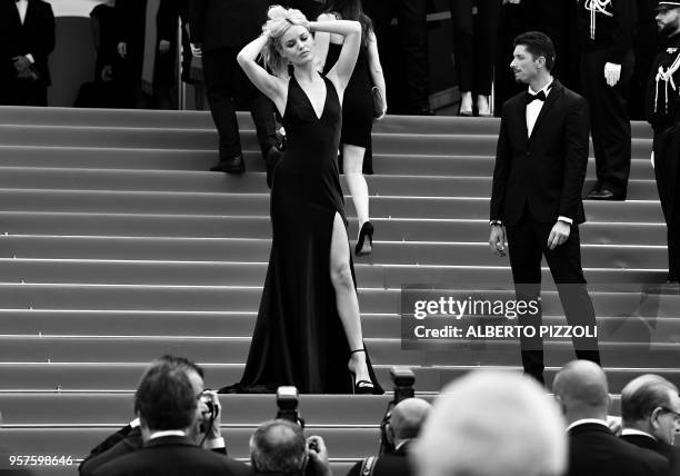 British model Georgia May Jagger arrives on May 8, 2018 for the screening of the film "Todos Lo Saben " and the opening ceremony of the 71st edition...