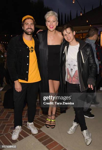 Ulrik Denizou Lund, Betty Who and Ketil Jansen attend the Lemaitre x Betty Who release party on May 11, 2018 in Los Angeles, California.