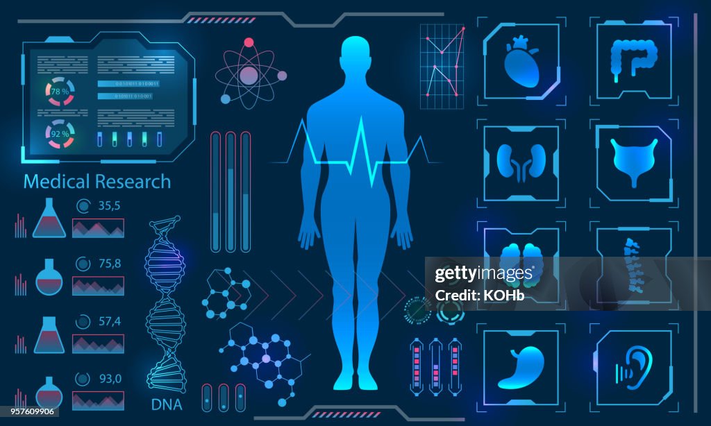 Health Using Image Medical Health Care Human Virtual Body Hi Tech Diagnostic Panel ...