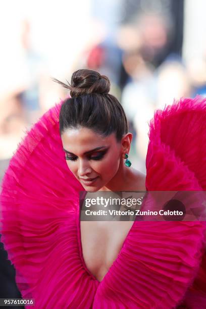 Deepika Padukone attends attend the screening of 'Ash Is The Purest White ' during the 71st annual Cannes Film Festival on May 11, 2018 in Cannes,...