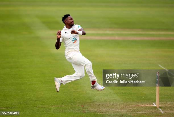 Fidel Edwards of Hampshire bowls during Day Two of the Specsavers County Championship Division One match between Somerset and Hampshire at The Cooper...