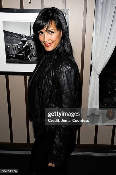 Actress Celines Toribio poses for photos during the launch party for Emilio Estefan's book, "The Rhythm of Success: How an Immigrant Produced his own...