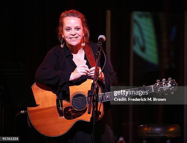 Recording artist Mary Chapin Carpenter performs during the PBS portion of the 2010 Television Critics Association Press Tour at the Langham Hotel on...