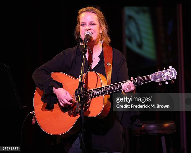 Recording artist Mary Chapin Carpenter performs during the PBS portion of the 2010 Television Critics Association Press Tour at the Langham Hotel on...