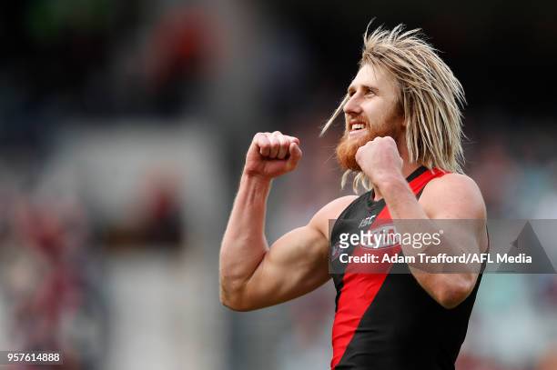 Dyson Heppell of the Bombers celebrates a goal during the 2018 AFL round eight match between the Carlton Blues and the Essendon Bombers at the...