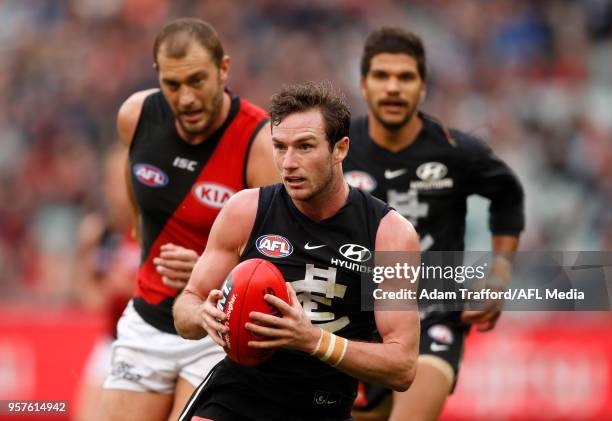 Jed Lamb of the Blues in action during the 2018 AFL round eight match between the Carlton Blues and the Essendon Bombers at the Melbourne Cricket...