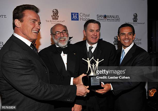Governor Arnold Schwarzenegger, President and CEO City of Hope Dr. Michael A. Friedman, Honoree AEG President and CEO Tim Leiweke and Los Angeles...