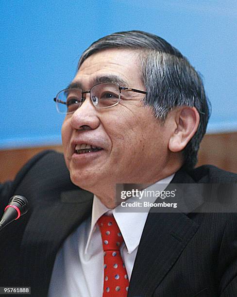 Haruhiko Kuroda, president of Asian Development Bank , speaks at the opening of the ADB Regional Forum in Manila, the Philippines, on Thursday, Jan....