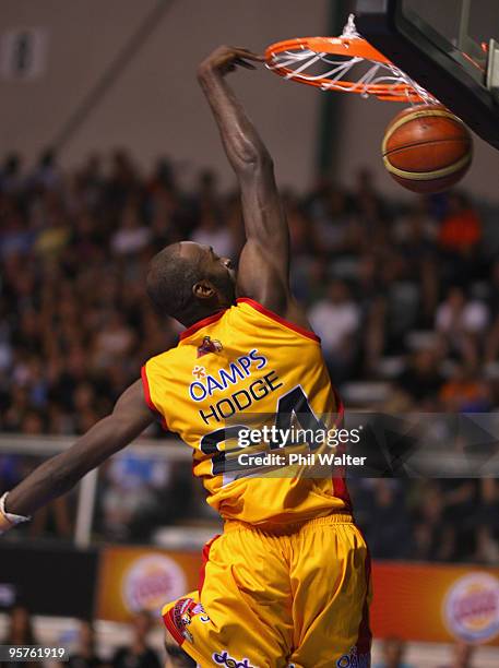 Julius Hodge of the Melbourne Tigers shoots during the round 16 NBL match between the New Zealand Breakers and the Melbourne Tigers at the North...