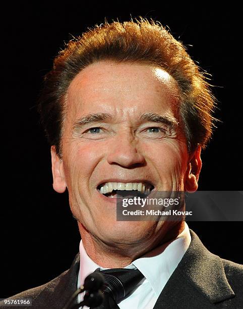 Governor of California Arnold Schwarzenegger speaks at the City Of Hope's "Spirit Of Life" Award Dinner Gala at L.A. LIVE Hotel and Residential Tower...