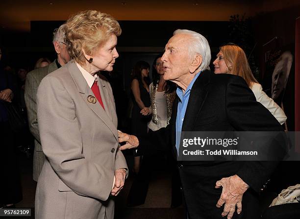 Diana Dill and Kirk Douglas at a screening of "Before I Forget" by Motion Picture & Television Fund and Netflix at Writer's Guild Theater on January...