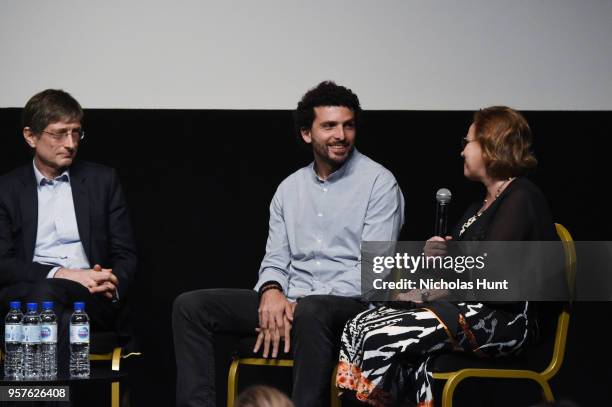 Ralf Gruenert, Omar Samra and Randa Aboul Hosn attend 'Beyond the Raging Sea - Film Screening And Panel Conference' at Palais des Festivals on May...