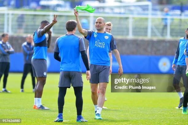 Yohan Benalouane during the Leicester City training session at Belvoir Drive Training Complex on May 12 , 2018 in Leicester, United Kingdom.