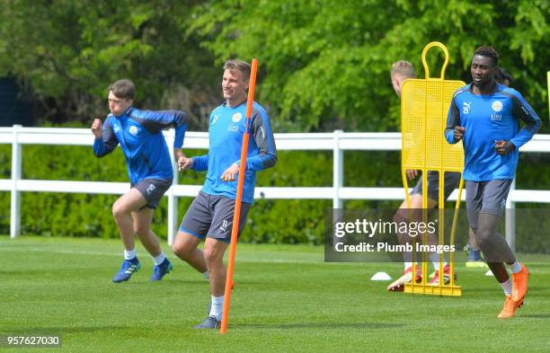 Marc Albrighton during the Leicester City training session at Belvoir Drive Training Complex on May 12 , 2018 in Leicester, United Kingdom.