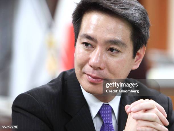 Seiji Maehara, Japan's minister for land and transport, listens during an interview in Tokyo, Japan, on Thursday, Jan. 14, 2010. The government has...